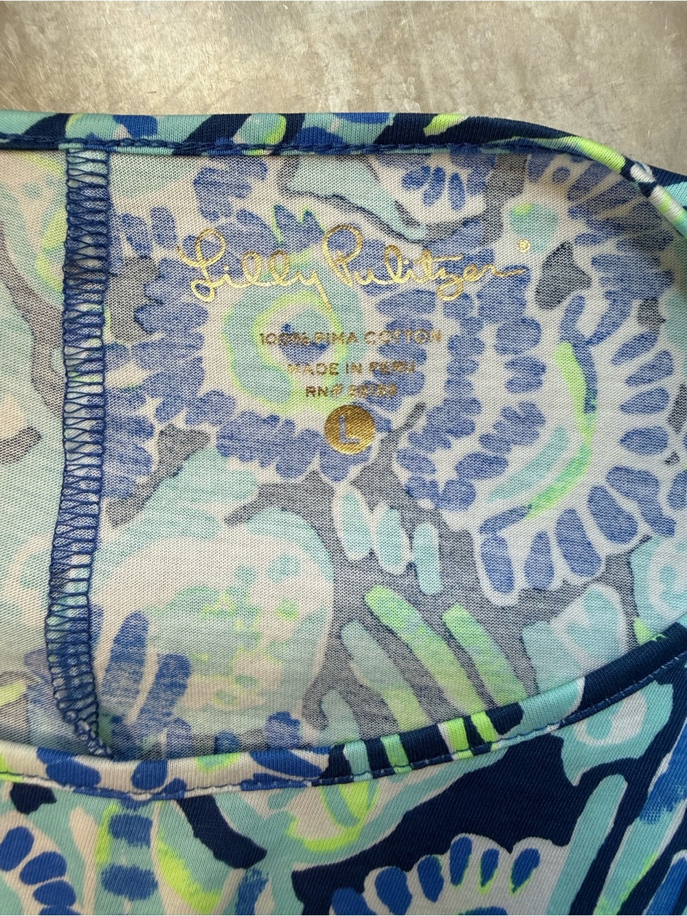 Lilly Pulitzer Marlowe T-Shirt Dress Size Large Blue/Green Sunset Swim - Picture 3 of 4